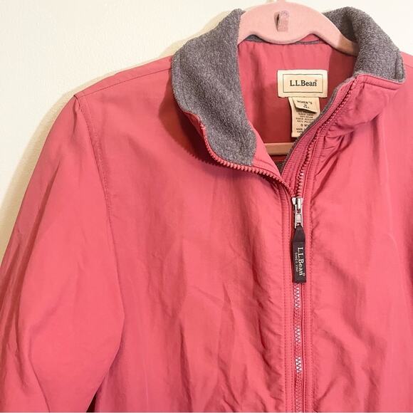 L.L.Bean Womens Collared Long Sleeve Full Zip Fleece Lining Jacket Red Medium - Picture 2 of 16